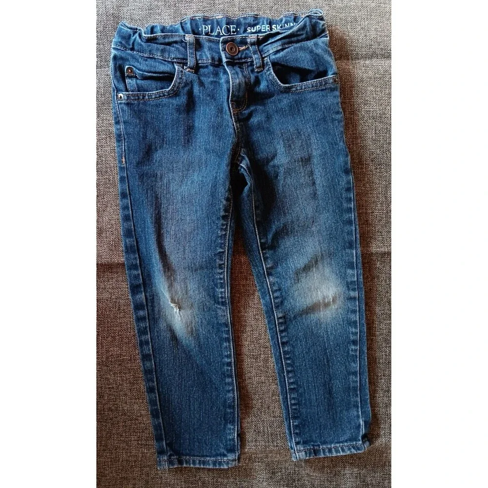 Pants Childrens Place 5T Skinny blue Jeans Denim Adjustable Distressed thrashed